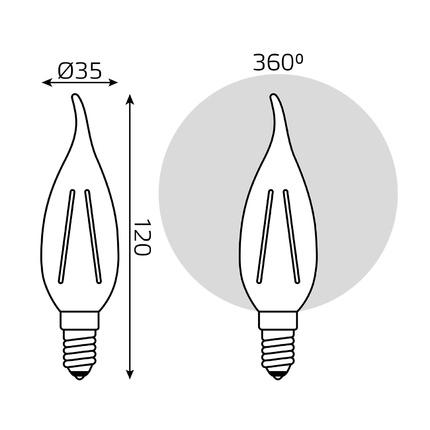 Светодиодная филаментная лампа Gauss Свеча на ветру 5W 420Lm 4100K E14 104801805