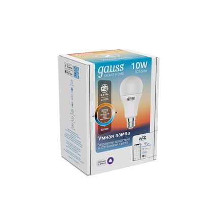 Светодиодная лампа Gauss SMART HOME A60 10W 1055Lm 2700-6500K E27 1080112