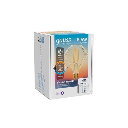 Светодиодная лампа Gauss SMART HOME Декоративная 6,5W 720Lm 2000-5500K E27 1370112