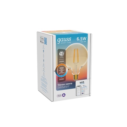 Светодиодная лампа Gauss SMART HOME G95 6,5W 720Lm 2000-5500K E27 1340112