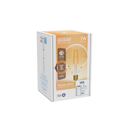 Светодиодная филаментная лампа Gauss SMART HOME G95 7W 740Lm 2500K E27 1320112
