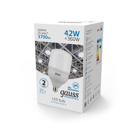 Светодиодная лампа Gauss T120 42W 3700Lm 6500K E27 63234
