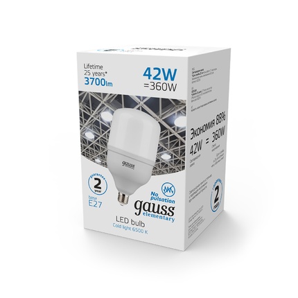 Светодиодная лампа Gauss T120 42W 3700Lm 6500K E27 63234