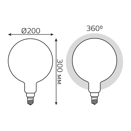 Светодиодная филаментная лампа Gauss G95 14W 1170Lm 4100K E27 153202214-D