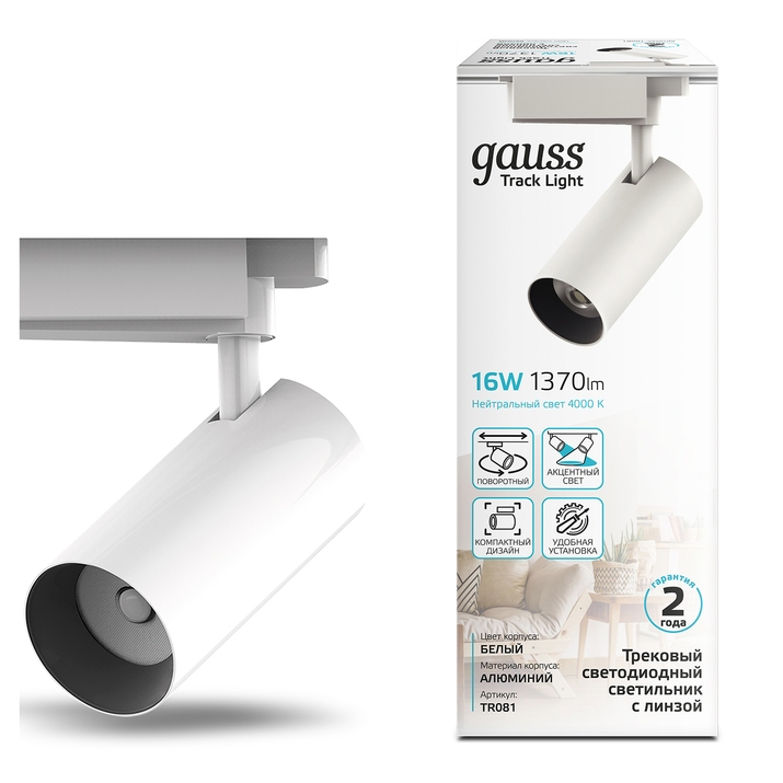 Трековый светильник GAUSS TRACK LIGHT LED TR081 фото