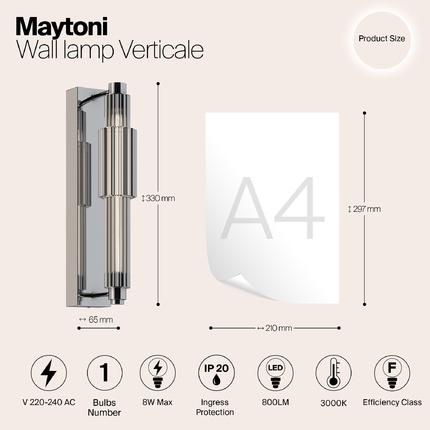 Настенный светильник Maytoni VERTICALE MOD308WL-L9CH3K