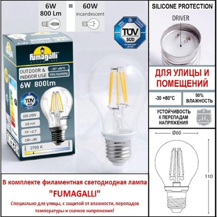 Уличный настенный светильник Fumagalli GLOBE 250 G25.132.000.AZF1R