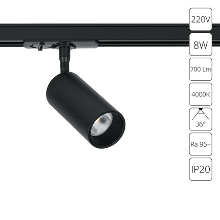 Трековый светильник Arte Lamp AERO A1345PL-1BK