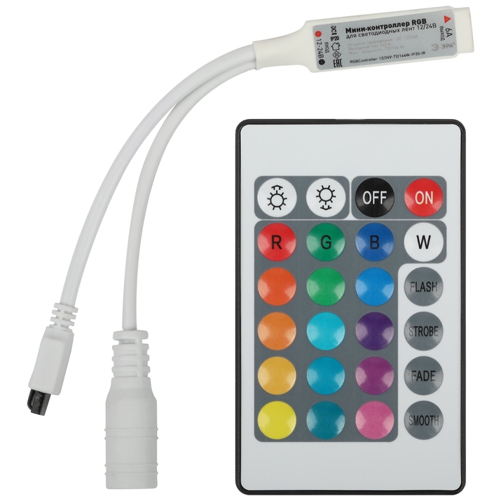 Контроллер с ПДУ для лент Эра RGBController-12/24V-72/144W-IP20-IR Б0061110 фото