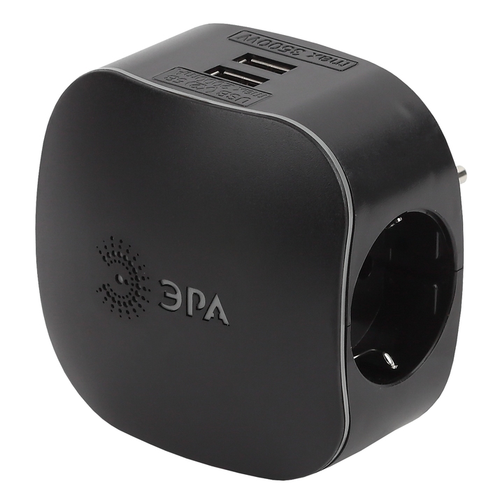 Разветвитель на 3 поста + 2USB Эра SP-3e-USB-BLACK Б0046364 фото