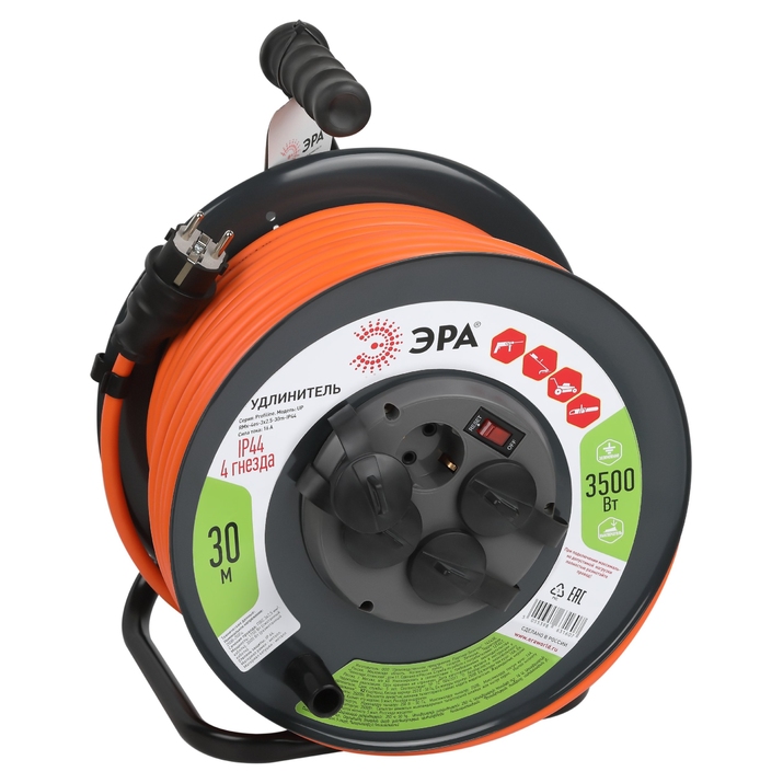 Удлинитель на 4 поста Эра RMx-4es-3x2.5-30m-IP44 Б0052920 фото