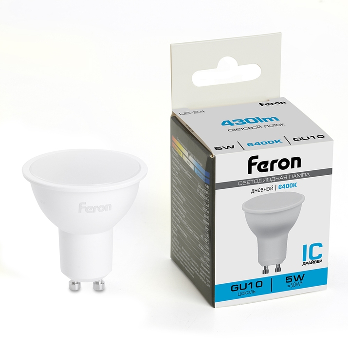 Светодиодная лампа LB-24 Feron Рефлекторная 5W 430Lm 6400К GU10 51217 фото