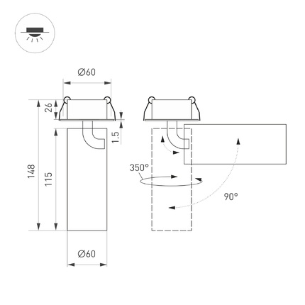 Спот SP-GABI-BUILT-FLAP-R60-12W Arlight 049934