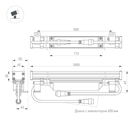 Прожектор LINE WALLWASHER AR-LINE-1000-12W Arlight 024336(1)